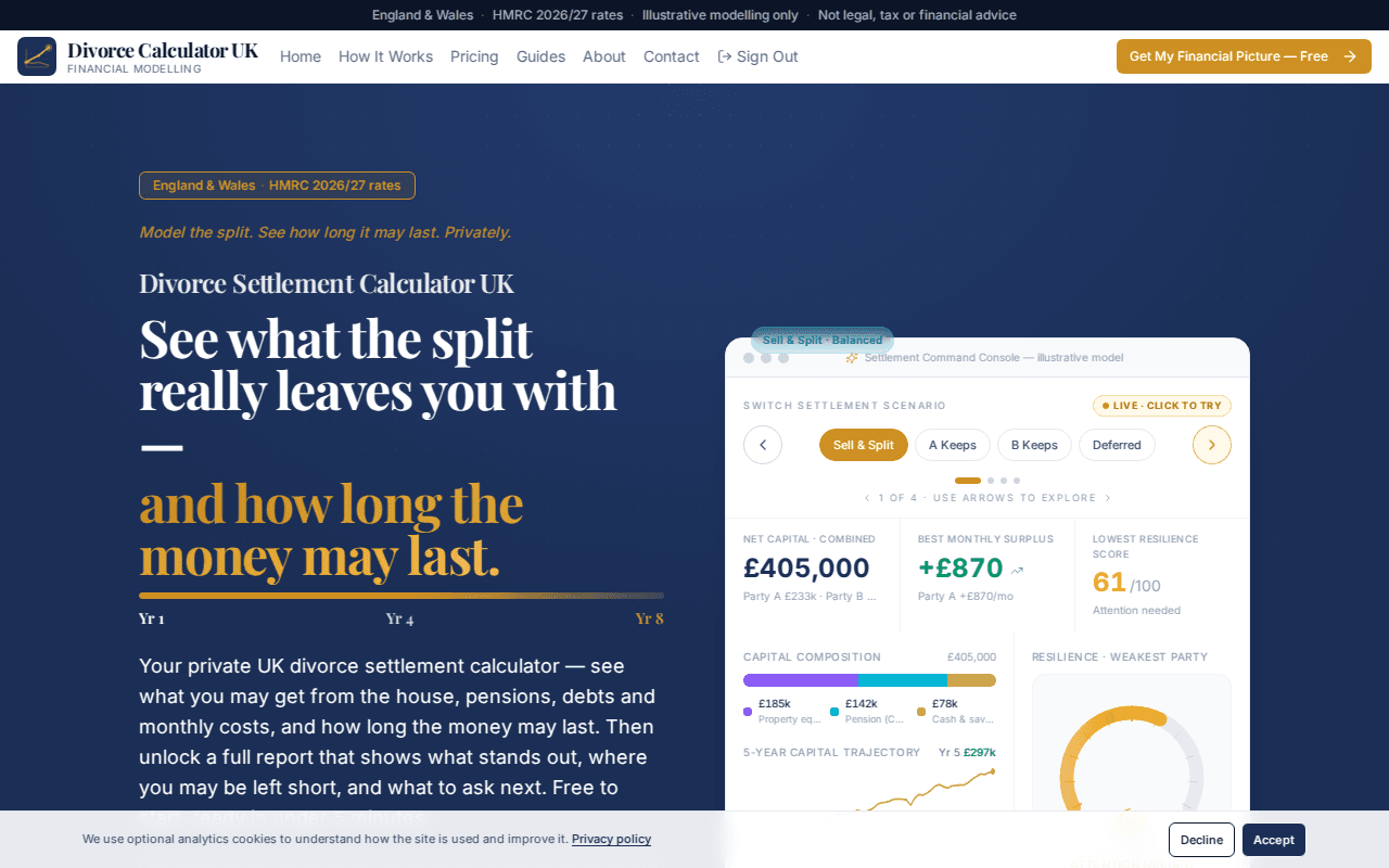 Divorce Calculator UK homepage